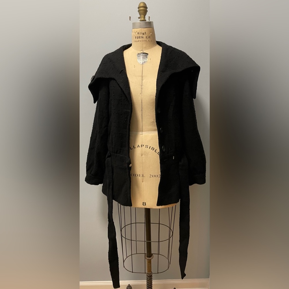 Boucle Wool Blend Cape-Neck Coat